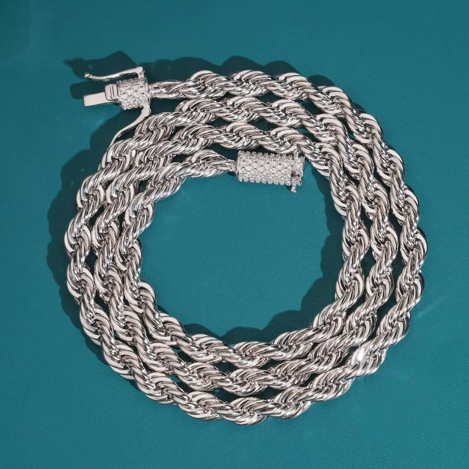 Hot Sale Moissanite Hip Hop Jewelry 6MM VVS Moissanite Rope Chain S925 Silver Stainless Steel Chain Men - view 5