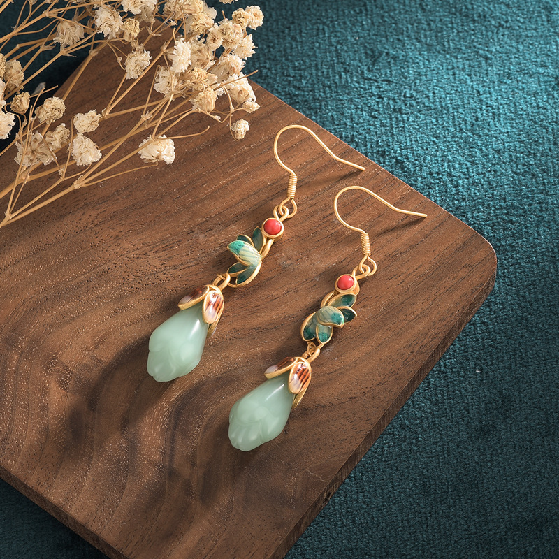 Women designer earrings Chinese intangible cultural heritage jewelry handmade oriental gradient color teardrop dangle earring gifts for women free shi