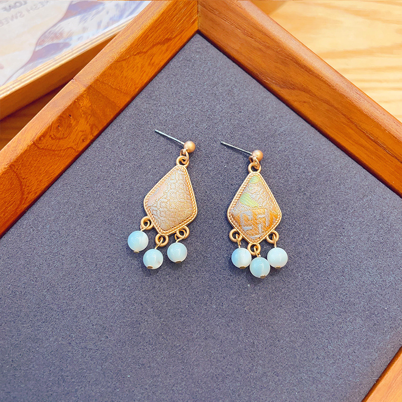 Chinese intangible cultural heritage Song brocade classic designer earrings handmade Chinese style jewelry for Women luxury fine earring gifts for her