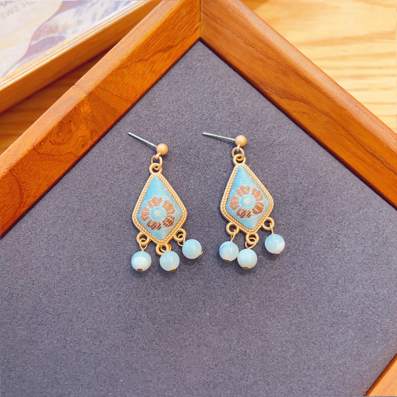Chinese intangible cultural heritage Song brocade classic designer earrings handmade Chinese style jewelry for Women luxury fine earring gifts for her