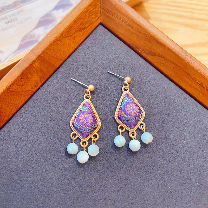 Chinese intangible cultural heritage Song brocade classic designer earrings handmade Chinese style jewelry for Women luxury fine earring gifts for her
