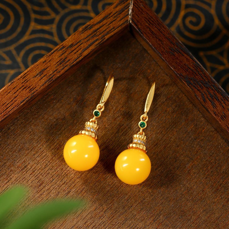New Chinese style enamel filigree earrings Chinese intangible cultural heritage jewelry oriental retro floral cloud gourd stud long tassel drop earrin
