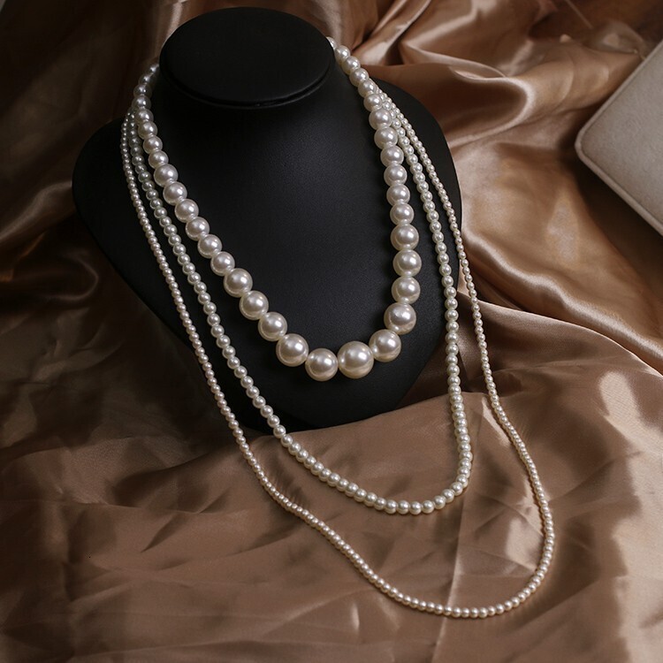 Designer Pearl Necklace light luxury style fashion multi layer pearl necklace for women version simple long versatile decorative sweater chain accesso - view 4