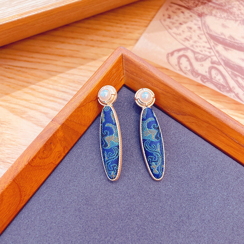 Chinese intangible cultural heritage Song brocade classic designer earrings handmade Chinese style jewelry for Women luxury fine earring gifts for her