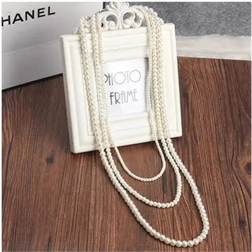Designer Pearl Necklace light luxury style fashion multi layer pearl necklace for women version simple long versatile decorative sweater chain accesso - view 6