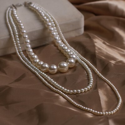 Designer Pearl Necklace light luxury style fashion multi layer pearl necklace for women version simple long versatile decorative sweater chain accesso
