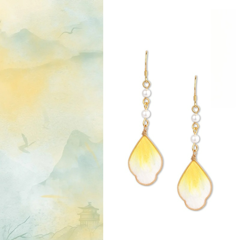 Women designer earrings Chinese intangible cultural heritage jewelry handmade oriental gradient color teardrop dangle earring gifts for women free shi