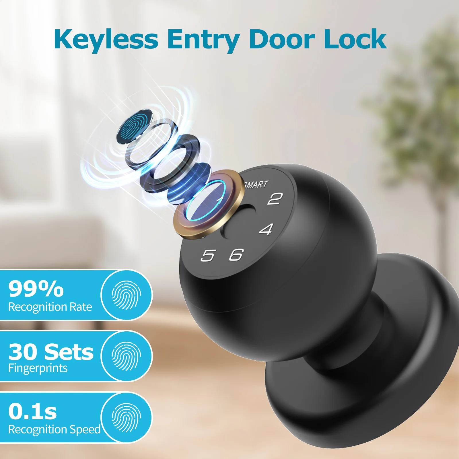 Viladepot Ball Shaped Smart Lock Fingerprint Door App Control Passcode Unlock Electronic Touchscreen Keypad Indoor y260708 - view 5