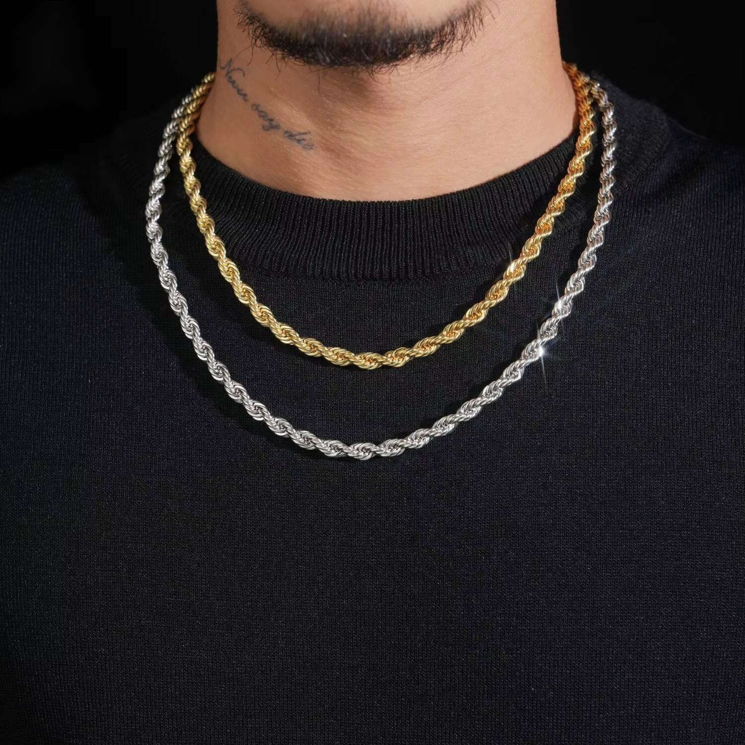 Hot Sale Moissanite Hip Hop Jewelry 6MM VVS Moissanite Rope Chain S925 Silver Stainless Steel Chain Men - view 7