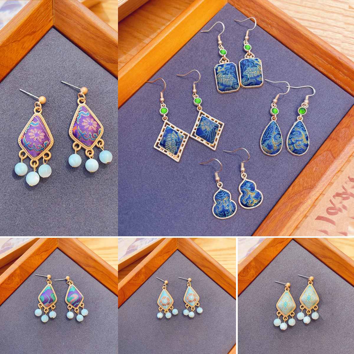 Chinese intangible cultural heritage Song brocade classic designer earrings handmade Chinese style jewelry for Women luxury fine earring gifts for her