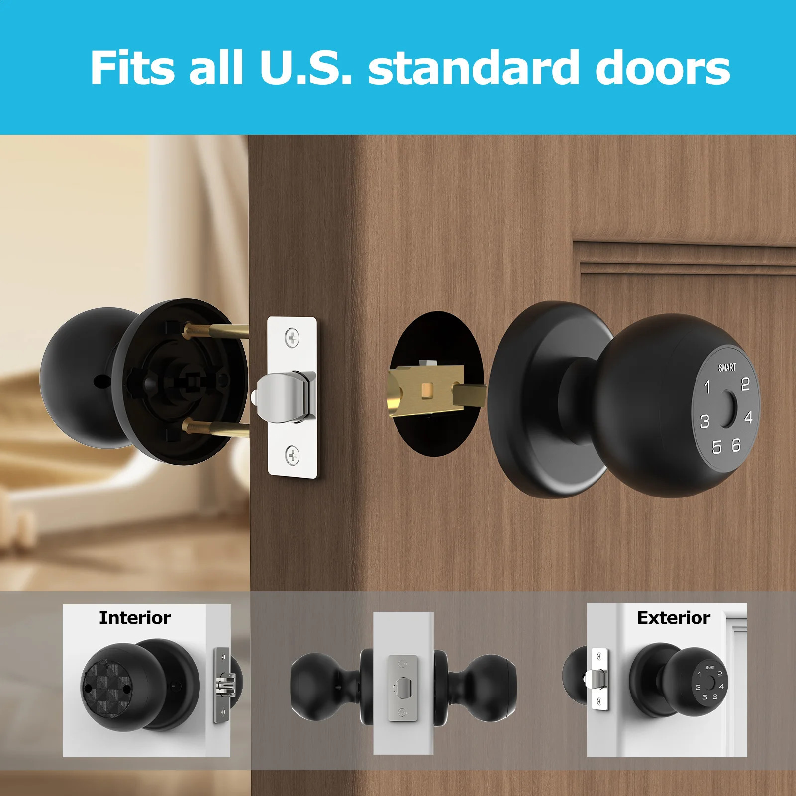 Viladepot Ball Shaped Smart Lock Fingerprint Door App Control Passcode Unlock Electronic Touchscreen Keypad Indoor y260708 - view 7