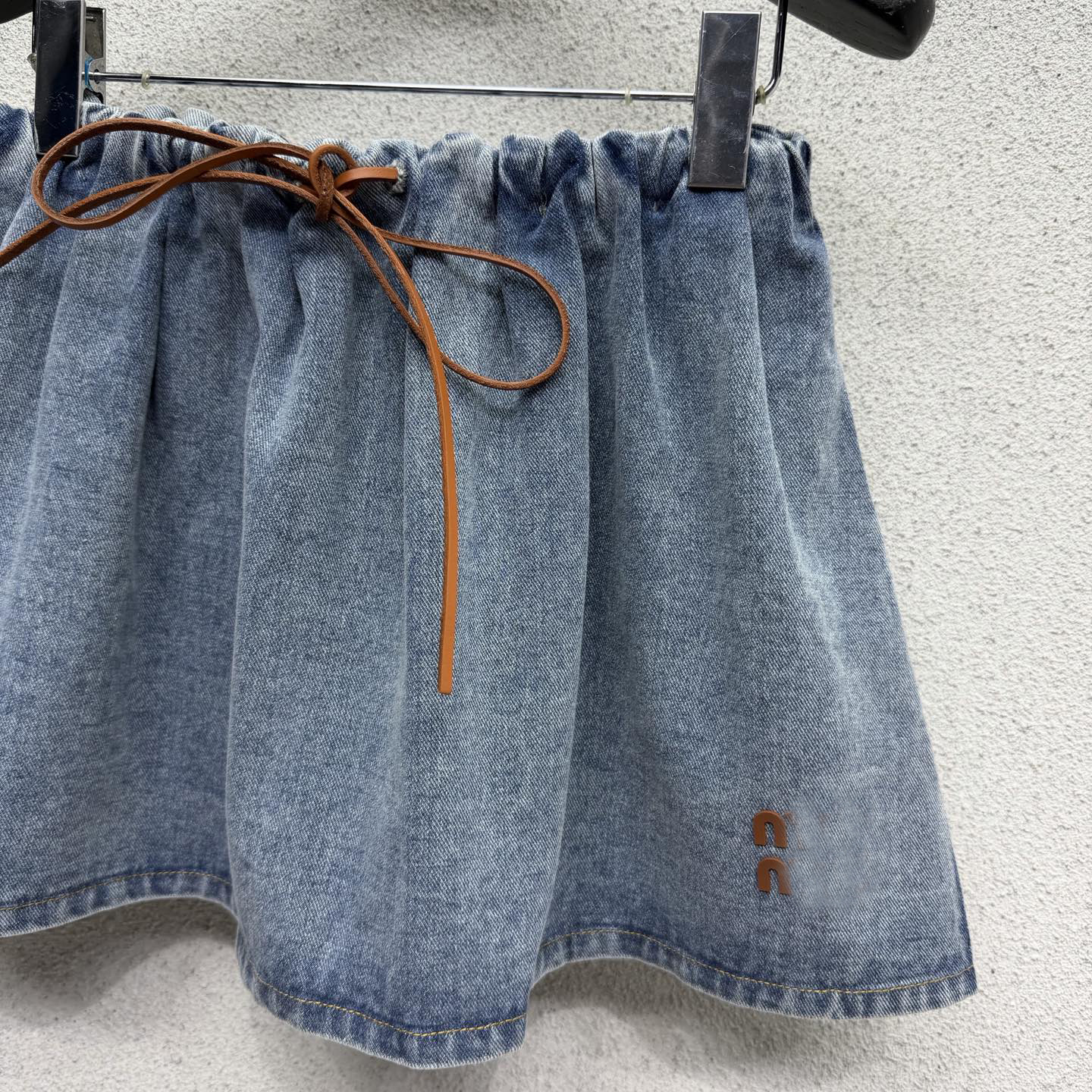 Denim Two Piece Set Washed Small Letter Embroidery Lapel Raw Edge Cropped Jacke…