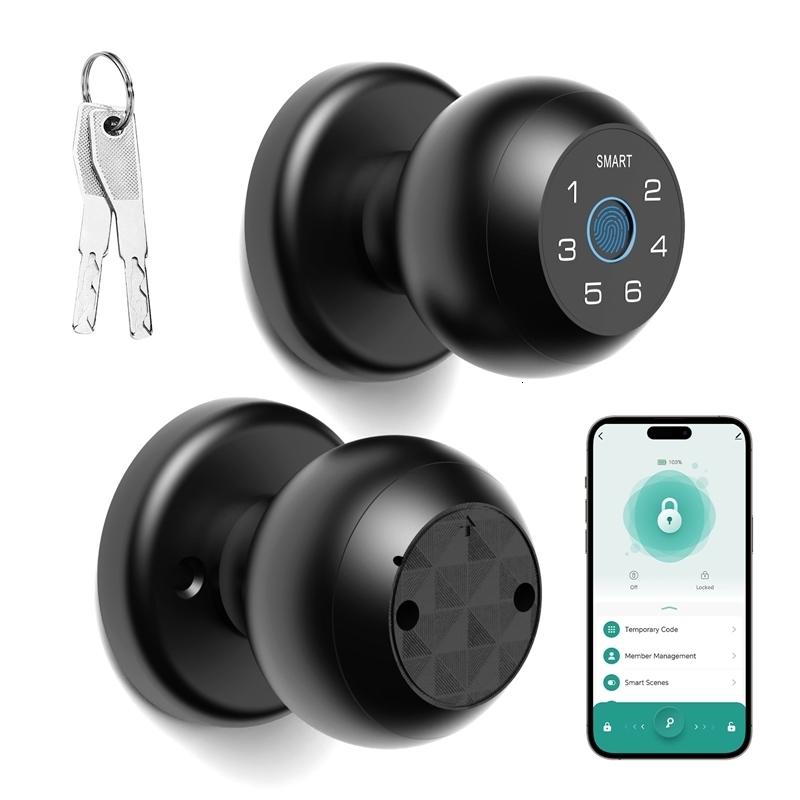 Viladepot Ball Shaped Smart Lock Fingerprint Door App Control Passcode Unlock Electronic Touchscreen Keypad Indoor y260708