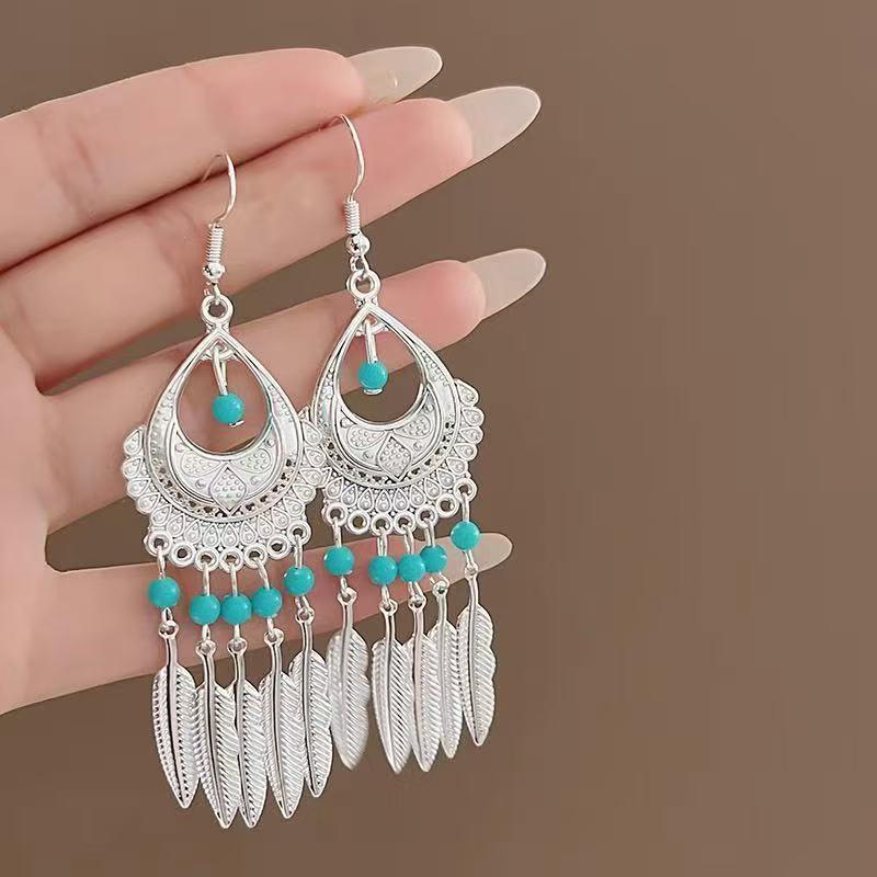 New Chinese vintage earrings ethnic long tassel dangle hook earrings classic designer earrings for women elegant earring gifts for ladies free shippin