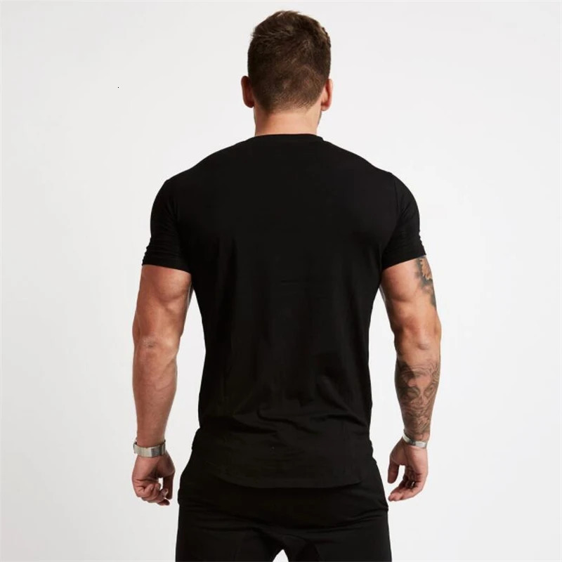 Mens Muscle Sports T-Shirts Fashion Tees Tops Short Sleeve Athletic Workout Gym Clohting Slim Fit T Shirts for Men 260710 - view 3