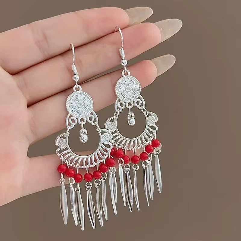 New Chinese vintage earrings ethnic long tassel dangle hook earrings classic designer earrings for women elegant earring gifts for ladies free shippin