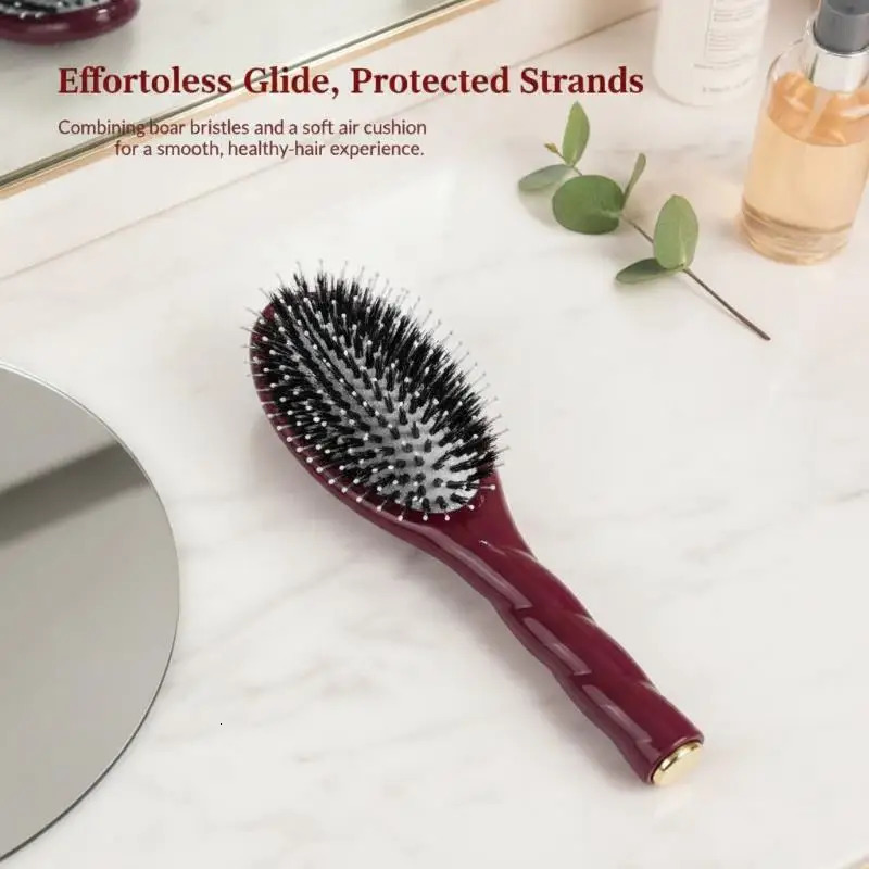 Boar Bristle Fried Dough Twists Comb -static Scalp Massage Hair Brush for Daily Hair Grooming Styling 1Pcs 260709 - view 6