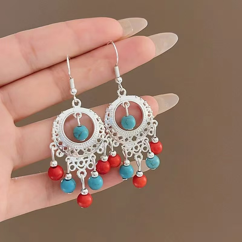 New Chinese vintage earrings ethnic long tassel dangle hook earrings classic designer earrings for women elegant earring gifts for ladies free shippin