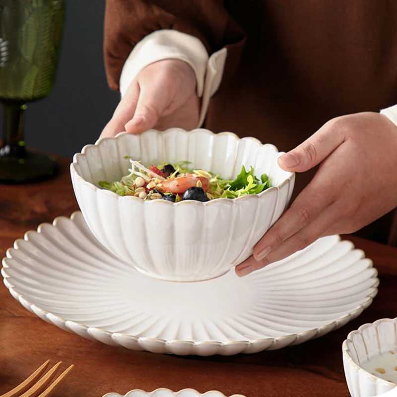 Plate ZITY Ceramic Dinner Salad Bowl Porcelain Dinnerware Set Dishes Vintage Food Dessert Plate Salad Soup Bowl Tableware J260602 - view 5