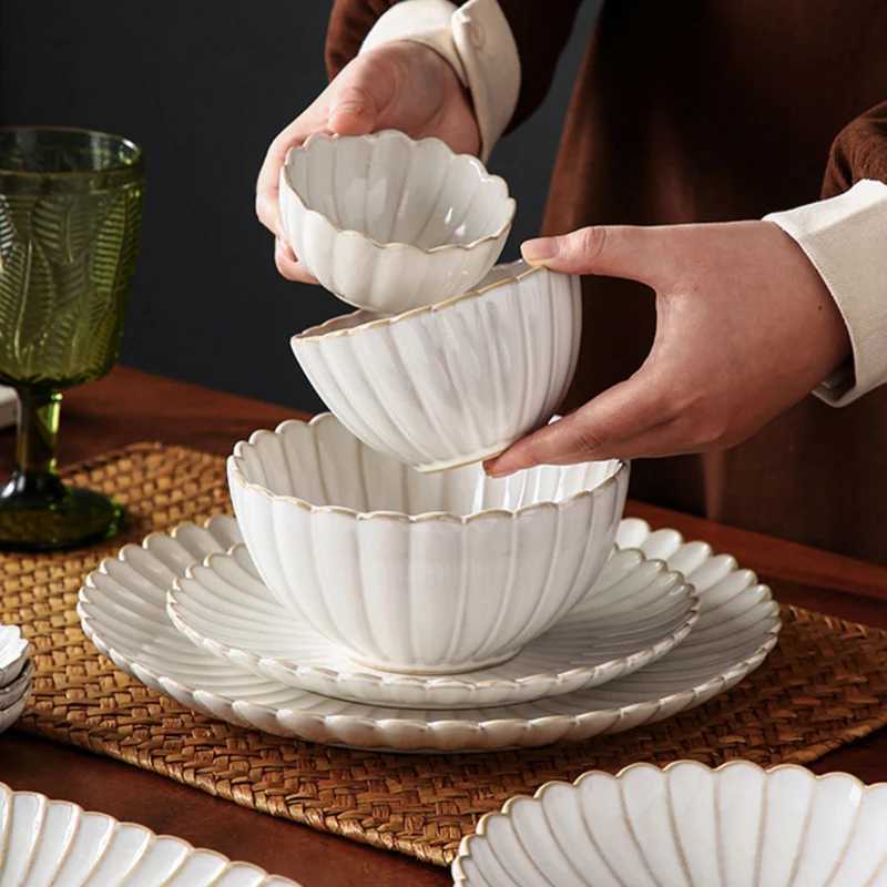Plate ZITY Ceramic Dinner Salad Bowl Porcelain Dinnerware Set Dishes Vintage Food Dessert Plate Salad Soup Bowl Tableware J260602