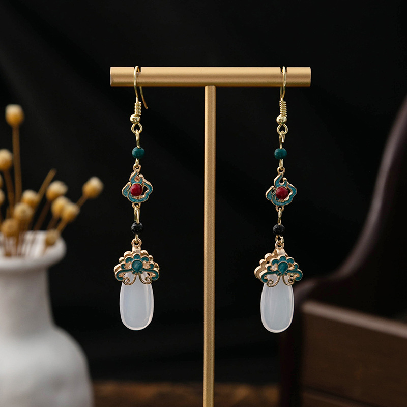 New Chinese vintage long tassel dangle earrings fashion designer earrings for women oriental style luxury jewelry elegant earring gifts free shipping