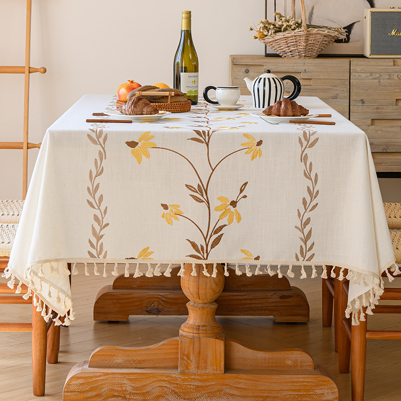 YL-38922 Custom Vintage Rectangular Tablecloth Jacquard & Embroidered Fabric Table Cover for Dining or Coffee Tables - view 6