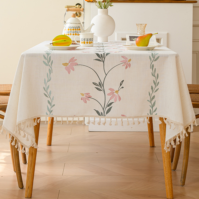 YL-38922 Custom Vintage Rectangular Tablecloth Jacquard & Embroidered Fabric Table Cover for Dining or Coffee Tables - view 5
