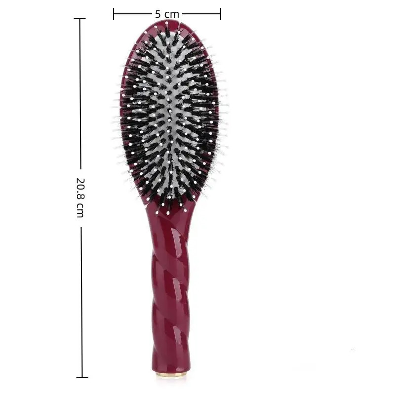 Boar Bristle Fried Dough Twists Comb -static Scalp Massage Hair Brush for Daily Hair Grooming Styling 1Pcs 260709 - view 4