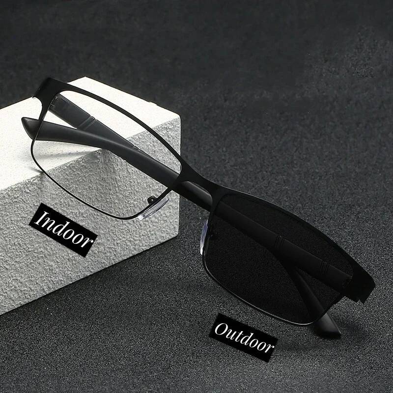 Business Men's Photochromic Myopia Glasses Unisex Half Frame Square Near Sight Eyeglasses Optical Prescription Minus Eyewear ddmynov - view 3