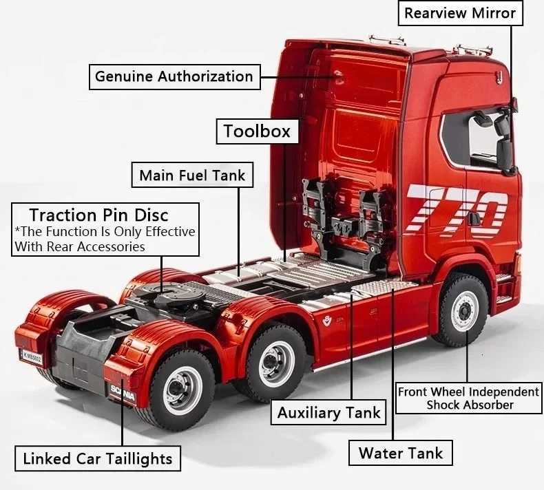 15011509 Model Huina with New Demon Eyes 770s RC Heavy-duty Truck Trailer Model Tractor High-end Toy Childrens Adult Gift C260710 - view 7