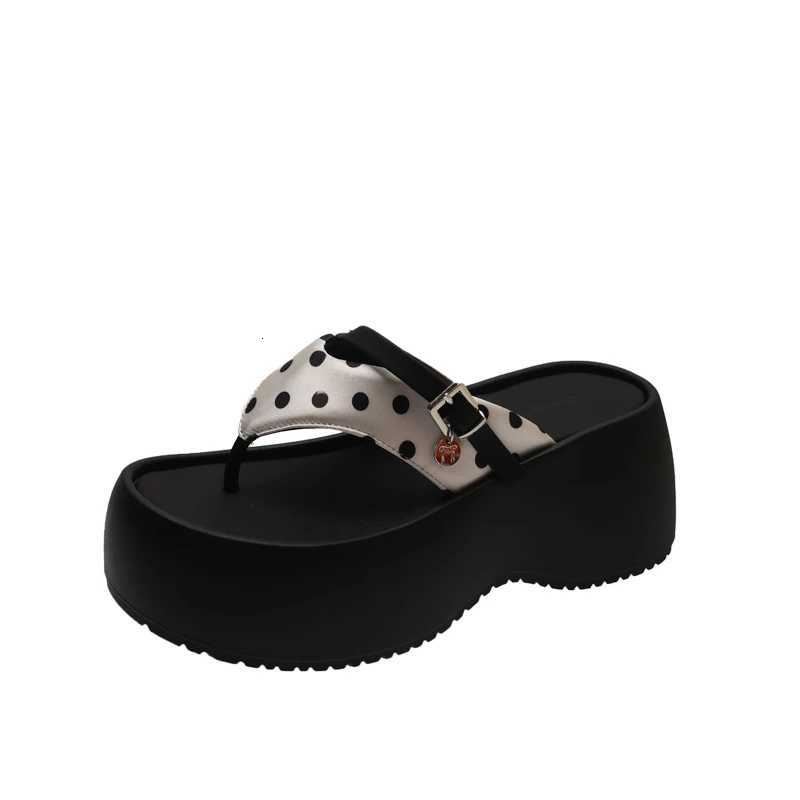 Thick Bottom Womens Polka Platform Dot Clip Toe Summer High Heels Slides Ladies Comfort Beach Vacation Flip Flop Shoes H260711 - view 7