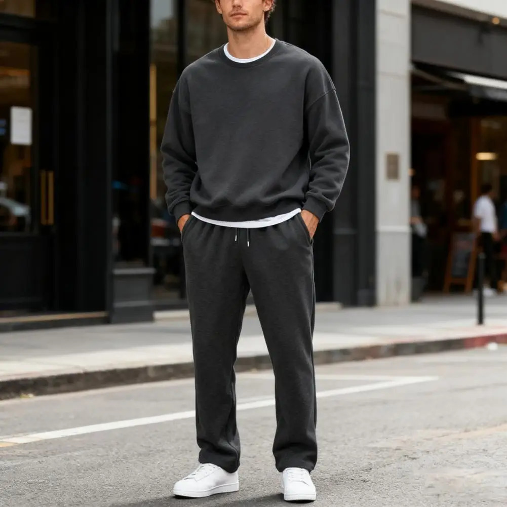 Men Baggy Sweatpants Drawstring Waist Athletic Pants Casual Straight Leg Trousers Jogging Pants for Autumn Winter 260710 - view 5