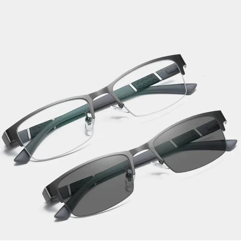 Business Men's Photochromic Myopia Glasses Unisex Half Frame Square Near Sight Eyeglasses Optical Prescription Minus Eyewear ddmynov - view 5