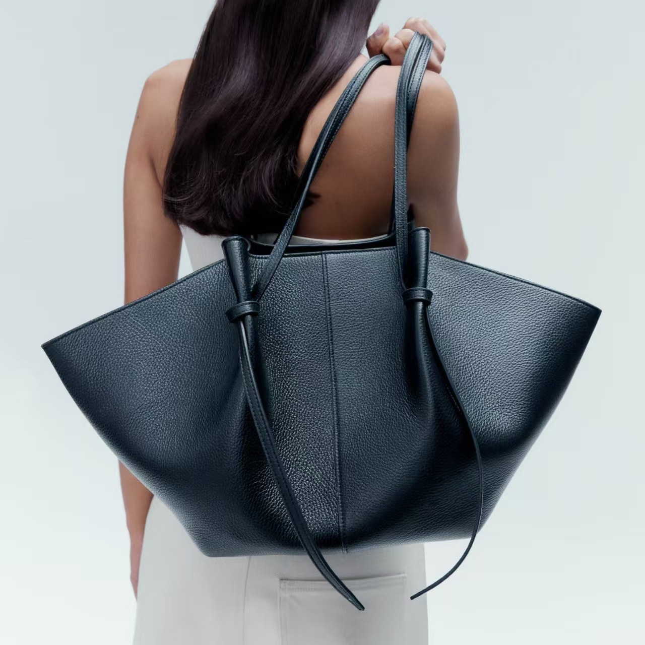 2026 New Wing Bag Litchi Leather Commuter Bag Large Capacity Tote Bag Premium Underarm Bag Single Shoulder Handbag - view 3
