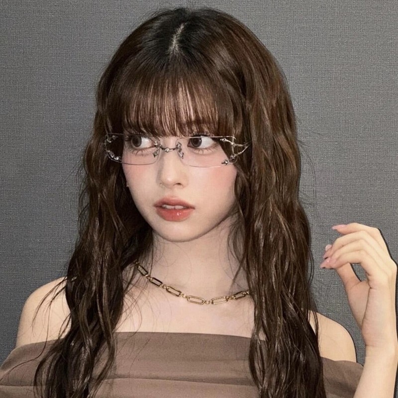Korean-style Jennie-inspired fashionable hot girl rimless Y2K natural look pure desire square frame star-shaped prescription-free glasses - view 5