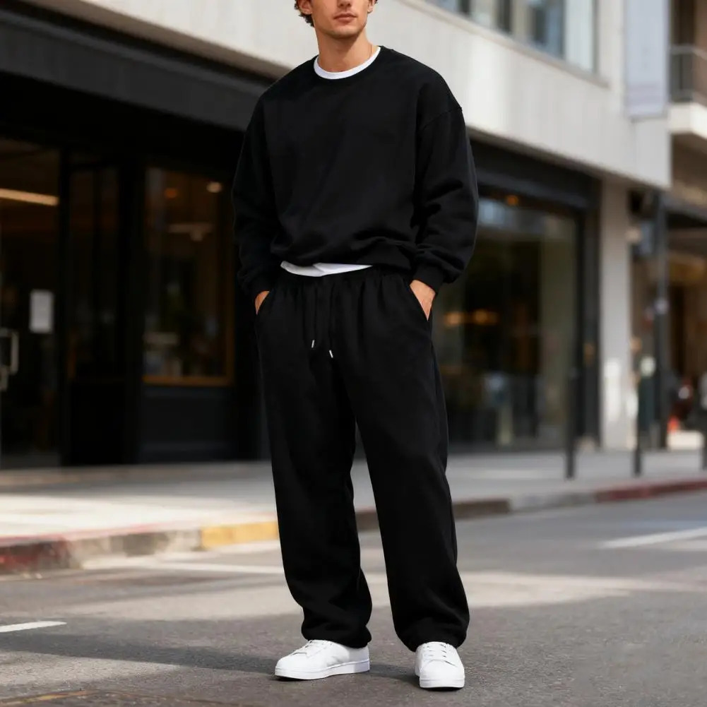 Men Baggy Sweatpants Drawstring Waist Athletic Pants Casual Straight Leg Trousers Jogging Pants for Autumn Winter 260710 - view 4