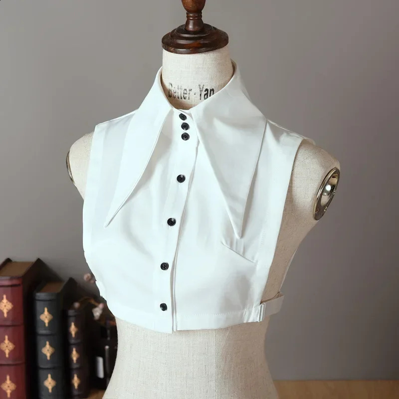 Collar Detachable Half Shirt Pionted Long Lapel Button Crop Blouse Top Autumn Winter Flase Kit Faux 260711banjia
