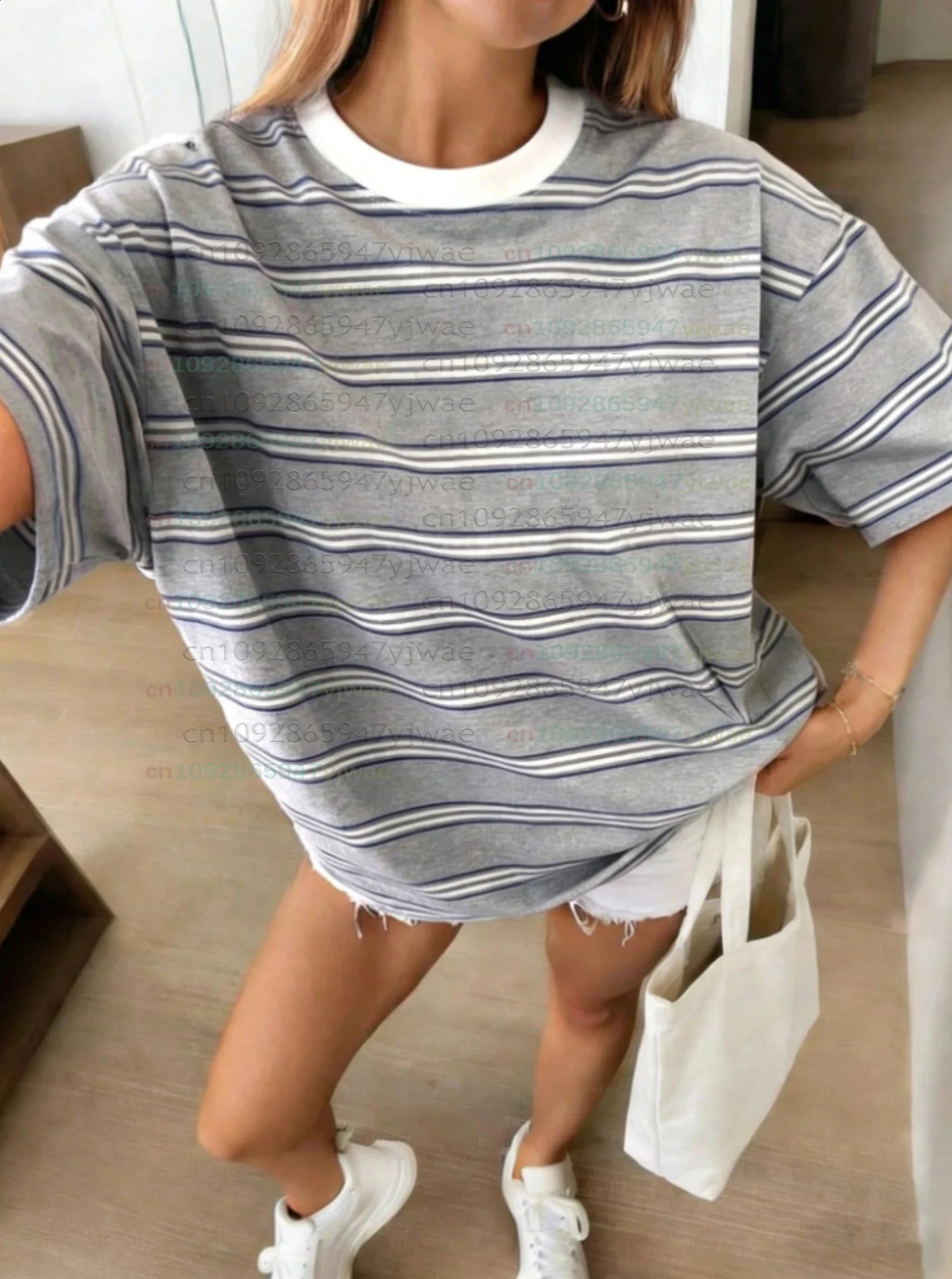 2026 Womens men plus size Short Sleeve stripe Print TShirt Girl Round Neck Tee Outdoor Sports plussize womens clothing 260711banjia