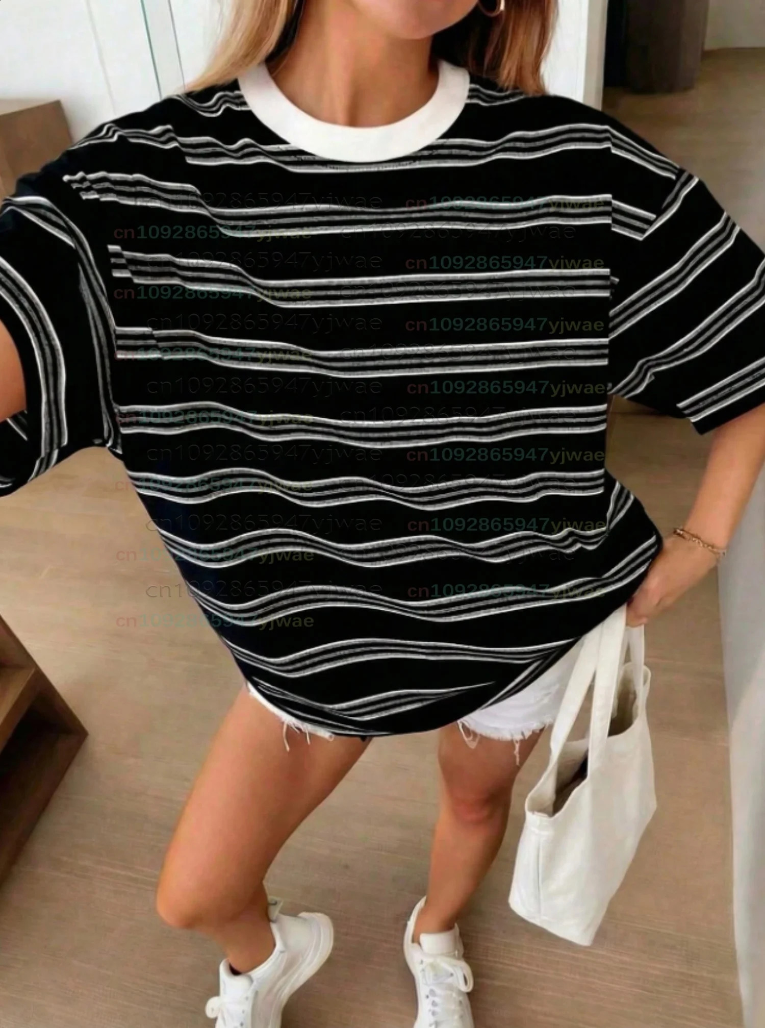 2026 Womens men plus size Short Sleeve stripe Print TShirt Girl Round Neck Tee Outdoor Sports plussize womens clothing 260711banjia