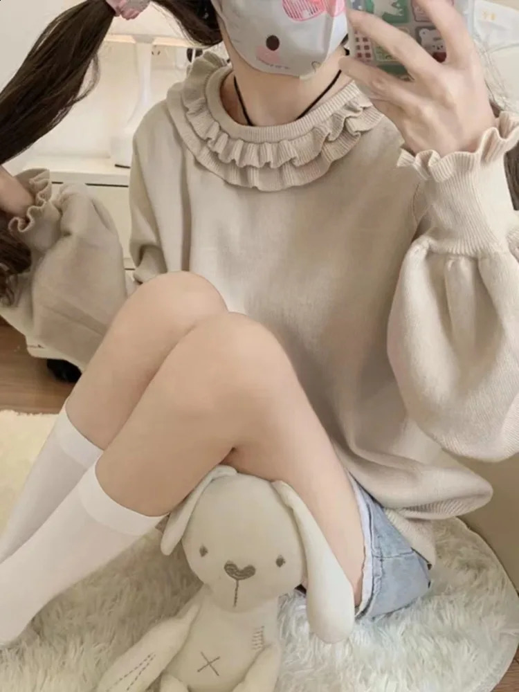Cute Lolta Peter Pan Collar Sweaters Mujer Autumn Winter Bottoming Knitted Pullover 2026 Loose Long Sleeve Top for Women 260711banjia