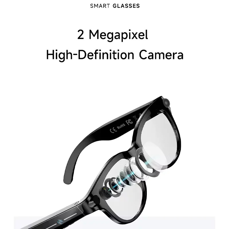 AI Smart Glasses, Smart Audio Wearable Device with Bluetooth Connectivity, 2MP Camera and Built-In Flashlight, Single-Lens Design - 290mAh Battery, Ty - view 6