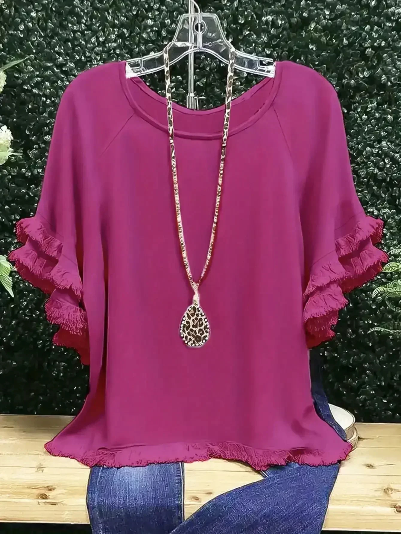 Plus Size Women Summer Solid Color Round Neck Half Sleeve Tshirt Fashion Layered Leisure Holiday Tops 1XL5XL 260711banjia - view 4