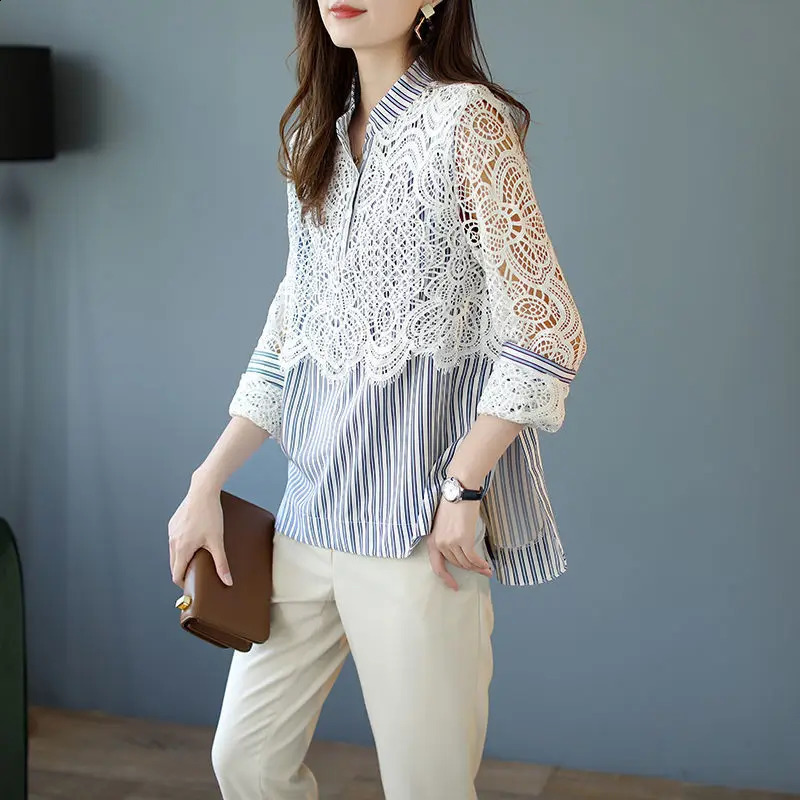 Fashion Color matching Twopiece polo neck Shirt Womens 2026 Korean Casual AllMatch Chic Loose Blouse Female Top 260711banjia