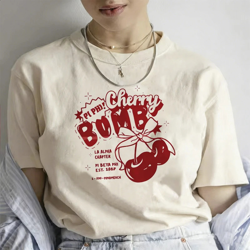 2026 Y2k 90s Cherry Print Tshirt Girl Casual Short Sleeve O Neck Top for Summer Female Clothing T Shirt Women Tee 260711banjia