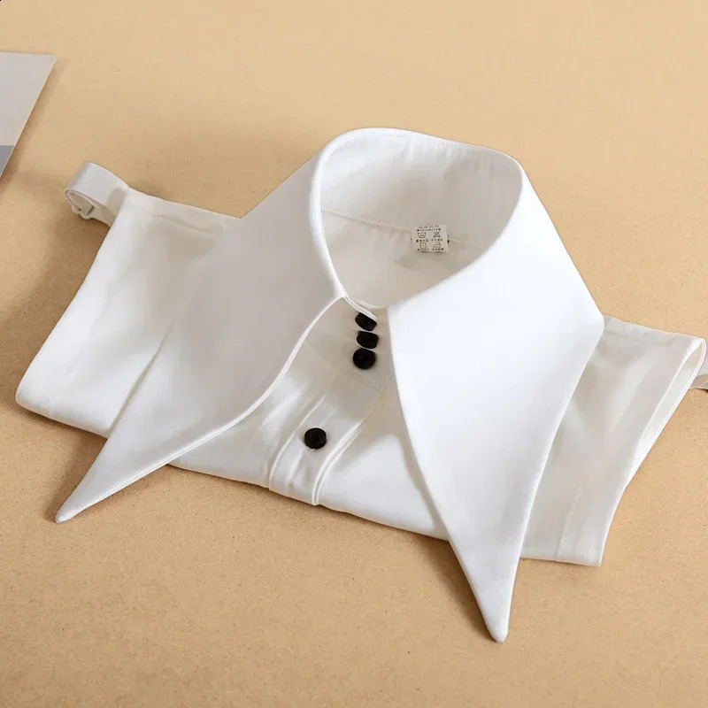 Collar Detachable Half Shirt Pionted Long Lapel Button Crop Blouse Top Autumn Winter Flase Kit Faux 260711banjia