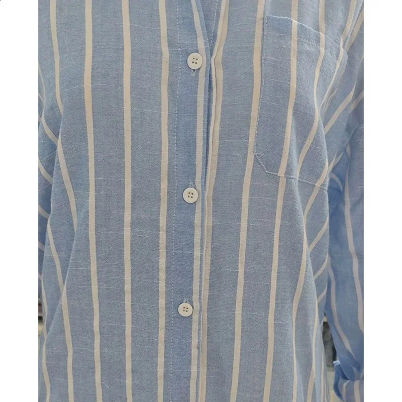 Womens Loose PoloNeck Striped Shirt for Spring and Summer Stylis Casual Versatile Top 260711banjia