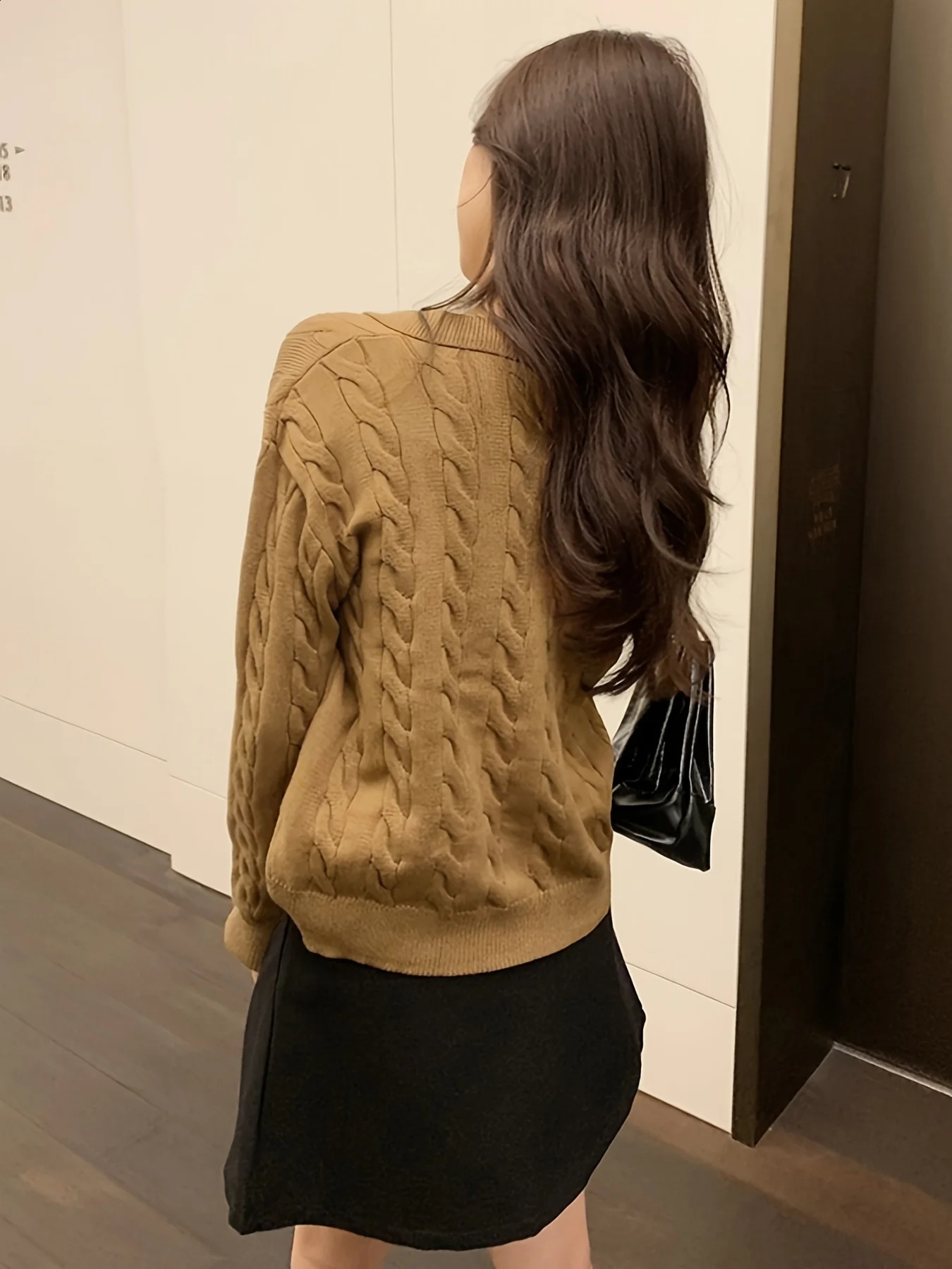 POLO collar loose top casual womens thick needle sweater with core spun yarn knit sweate 260711banjia - view 3