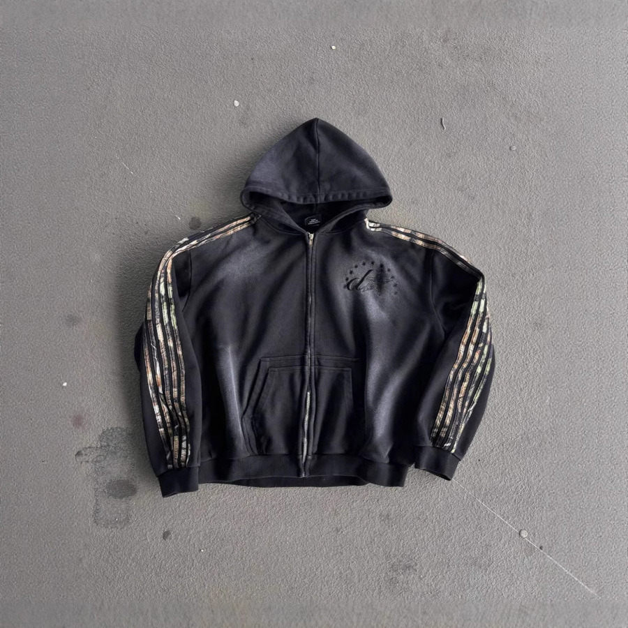 Hoodies For Men High Street Casual Autumn Winter Sweatshirts, Unisex European American Cross-Border Sweatshirt Jacket With Zipper And Hood
