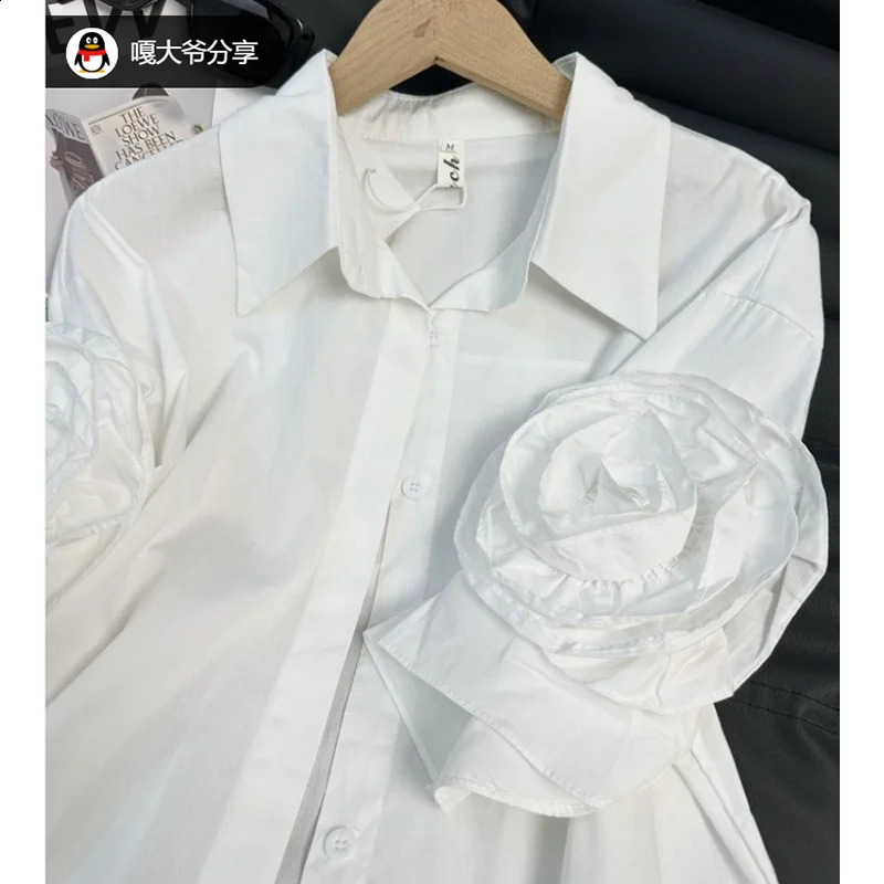 Street Style 3D Floral POLO Neck Short Sleeve Shirt Summer 2026 Slimming Top Trendy n Casual Fashion Upperwear 260711banjia
