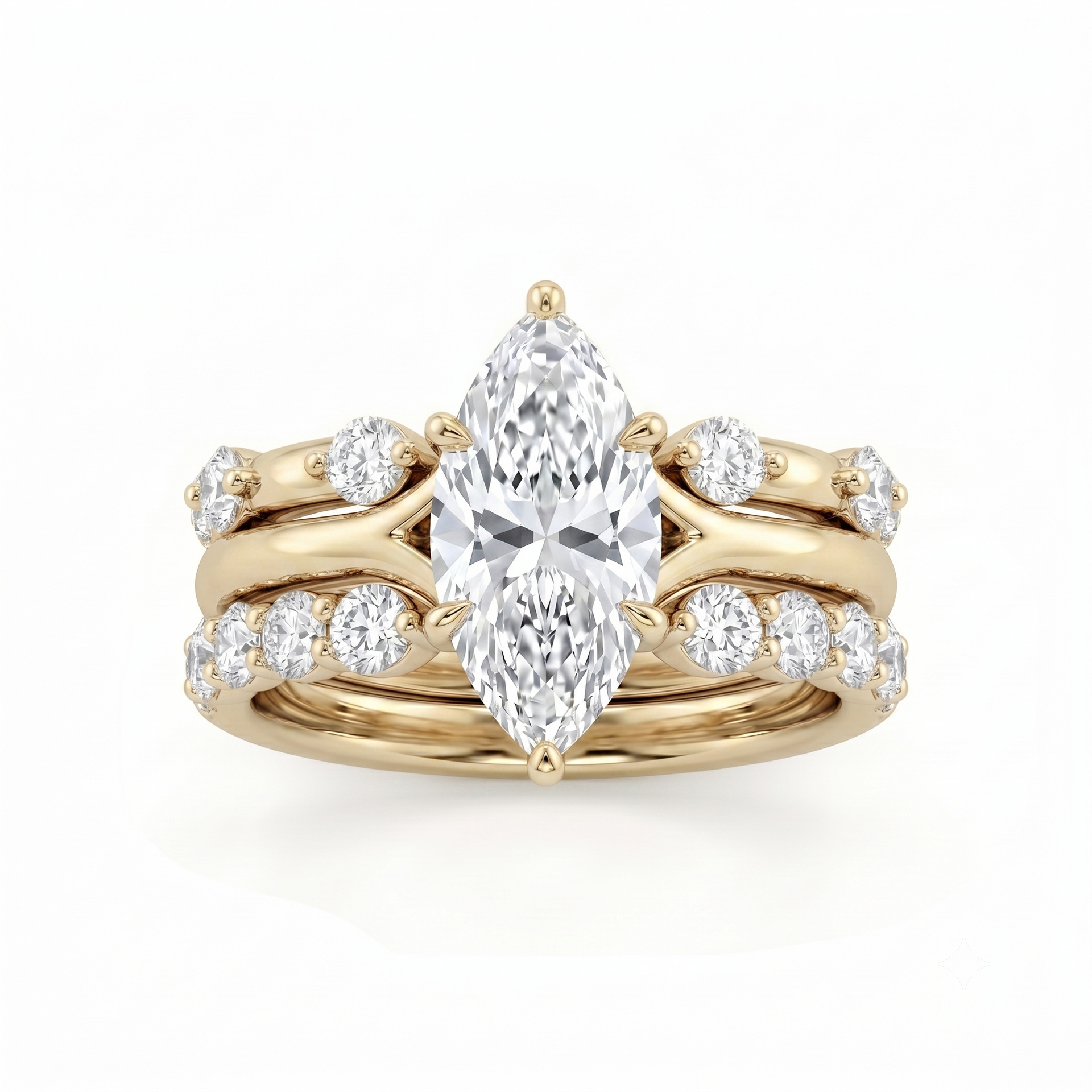 3pcs Wedding Couple Rings Set Ins Top Sell Vintage Luxury Jewelry 14K White Gold Fill Marquise Cut High Carbon Diamond Party Eternity Women Bridal Rin